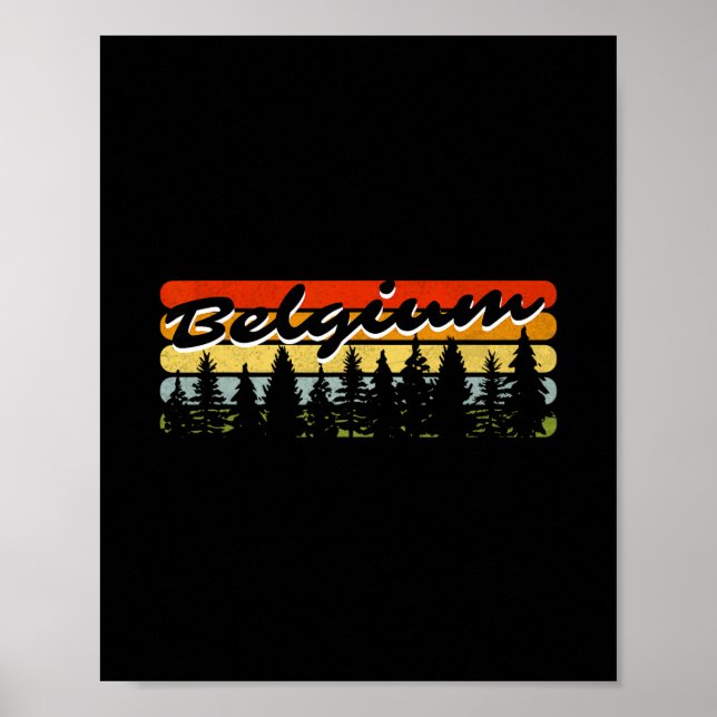 Belgium Forest Sunset Trees Cabin Vacation Souveni Poster (Front)