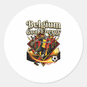 Belgium Goal Energy Skeleton Striker Nations Bold  Classic Round Sticker