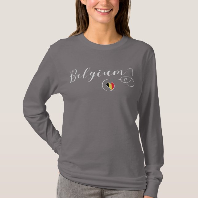 Belgium Heart Tee Shirt, Belgian Flag (Front)