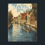 Belgium Illustration Travel Art Vintage Postcard<br><div class="desc">Belgium vector artwork design. Belgium,  a European gem,  is known for its charming mediaeval cities,  world-famous chocolates and waffles,  and rich cultural heritage.</div>