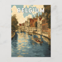 Belgium Illustration Travel Art Vintage