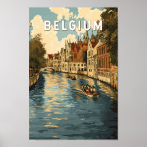 Belgium Illustration Travel Art Vintage