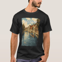 Belgium Illustration Travel Art Vintage
