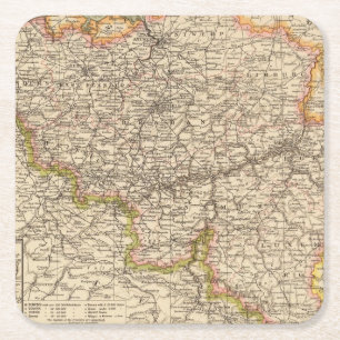 Belgium, Luxemburg Square Paper Coaster