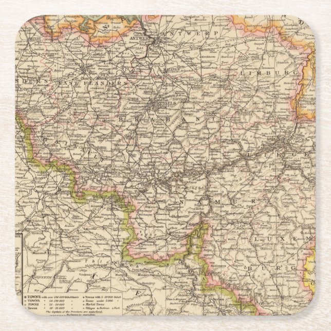 Belgium, Luxemburg Square Paper Coaster (Front)