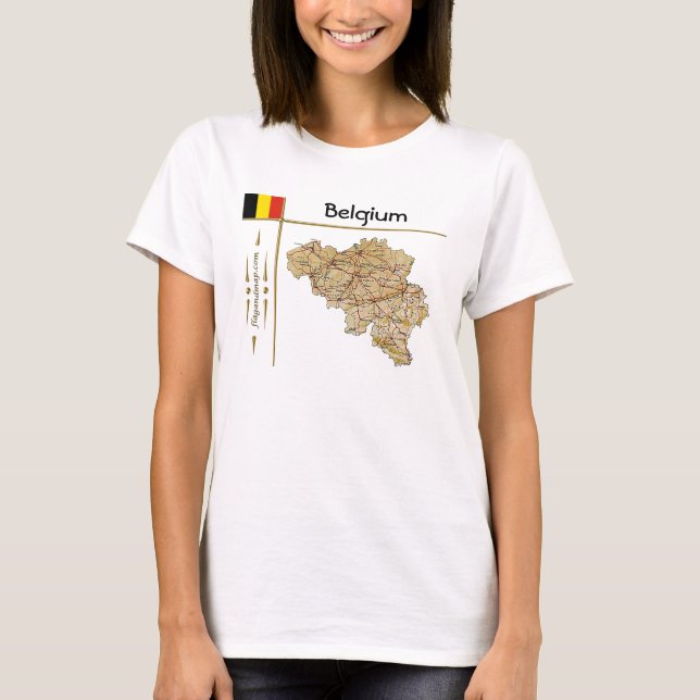 Belgium Map + Flag + Title T-Shirt (Front)