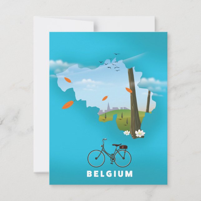 Belgium Map travel poster print. (Front)