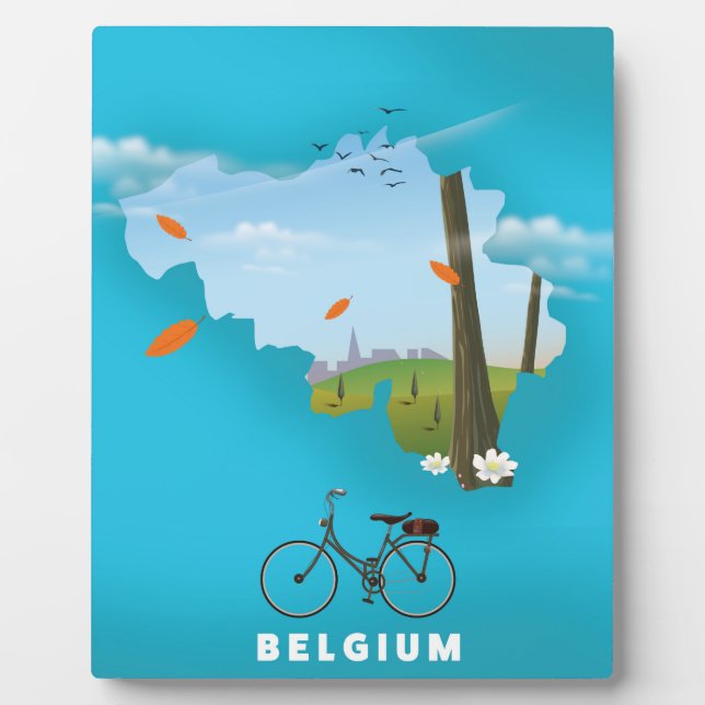 Belgium Map travel poster print. Plaque (Front)