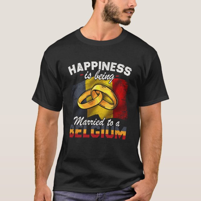 Belgium Marriage Belgian Married Flag Wedded Cultu T-Shirt (Front)