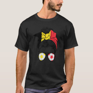Belgium Messy Bun Soccer Flag Belgium Soccer Girl T-Shirt