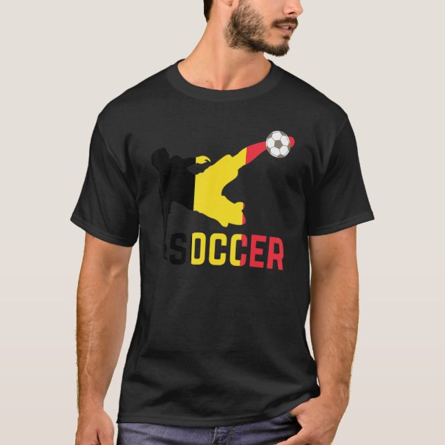 Belgium National Soccer  Soccer Belgium Flag Footb T-Shirt (Front)