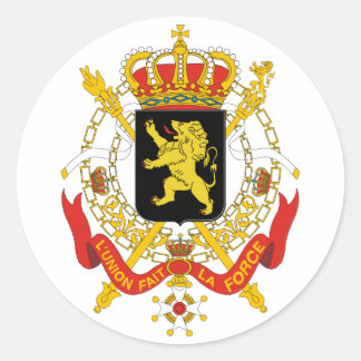Belgium Official Coat Of Arms Heraldry Symbol Classic Round Sticker