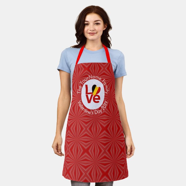 Belgium Red LOVE Flag Personalised  Apron (Worn)