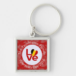 Belgium Red LOVE Flag Personalised  Key Ring