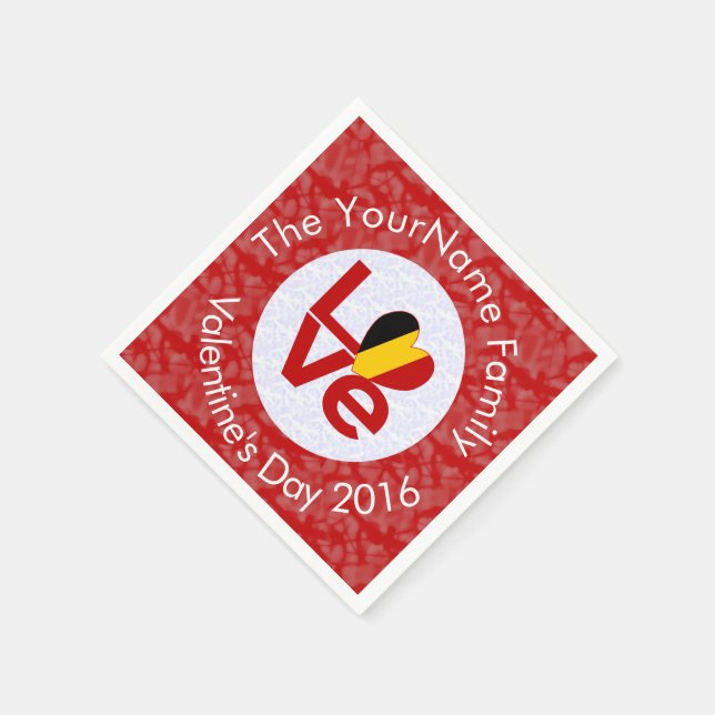 Belgium Red LOVE Flag Personalised  Napkin (Corner)