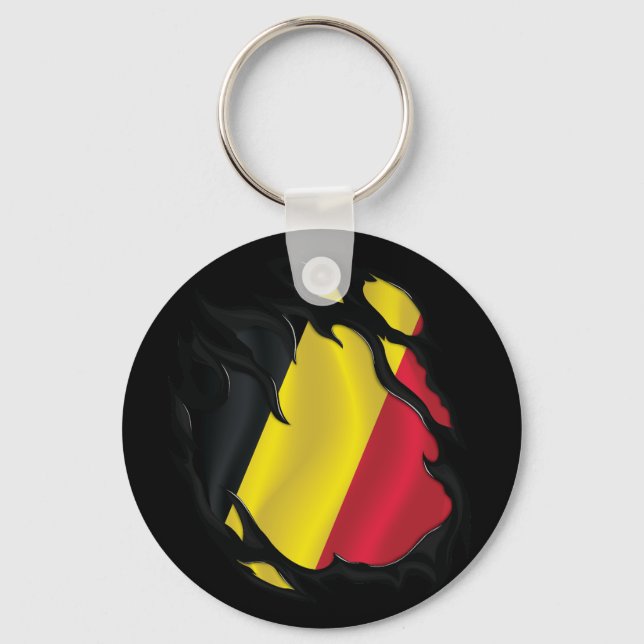 Belgium Ripped Flag Key Ring (Front)
