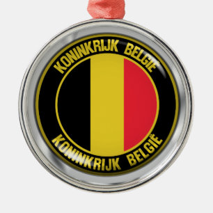 Belgium Round Emblem Metal Tree Decoration