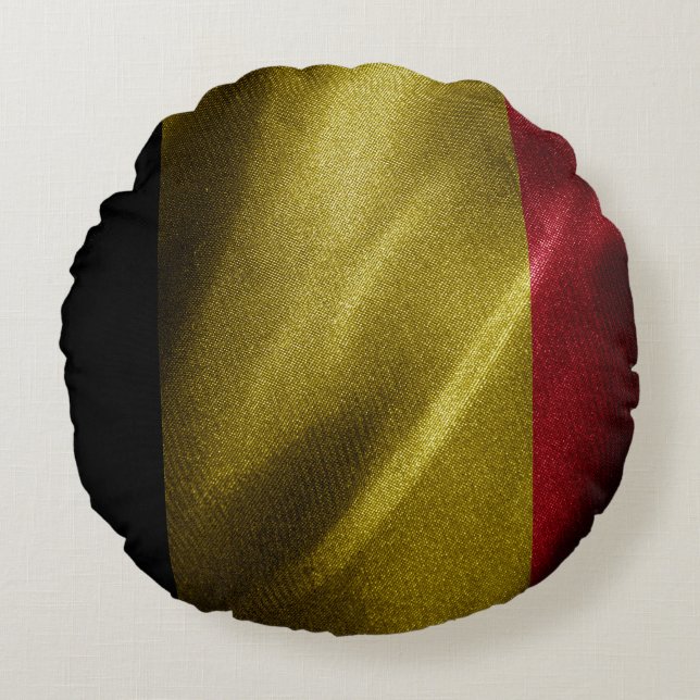 Belgium silk flag round cushion (Front)