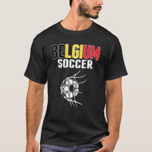 Belgium Soccer Ball In Net  Belgian Football Suppo T-Shirt