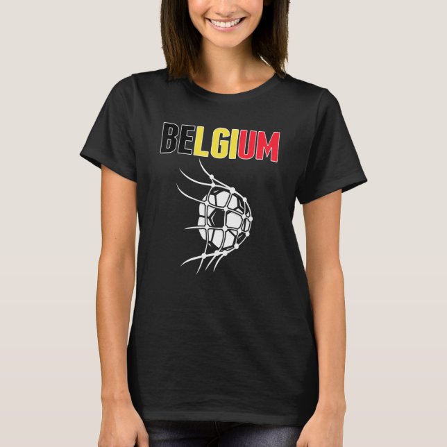 Belgium Soccer Ball In Net  Support Belgian Footba T-Shirt (Front)