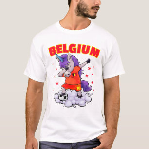 Belgium Soccer Dabbing Unicorn Belgian Football Fo T-Shirt