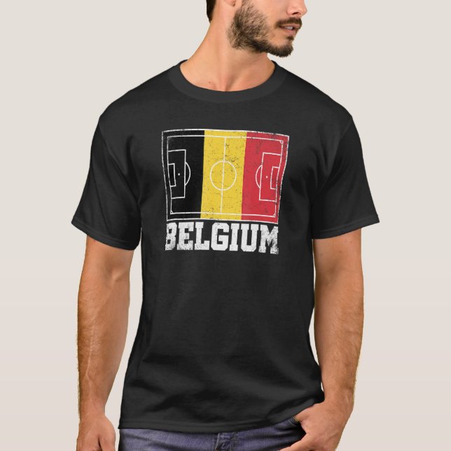 Belgium Soccer Field Country Flag Belgian Pride T-Shirt (Front)