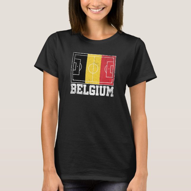 Belgium Soccer Field Country Flag Belgian Pride T-Shirt (Front)