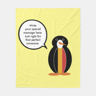 Belgium Talking Ms Penguin Personalised Fleece Blanket