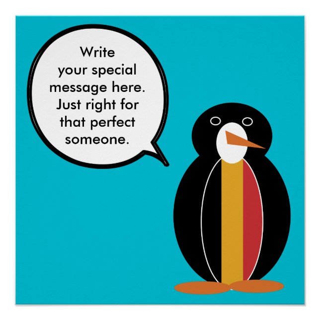 Belgium Talking Ms Penguin Personalised  Poster (Front)