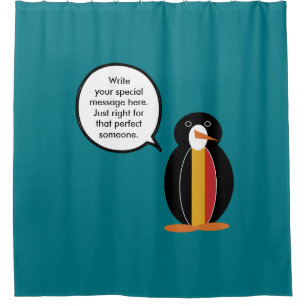 Belgium Talking Ms Penguin Personalised Shower Curtain