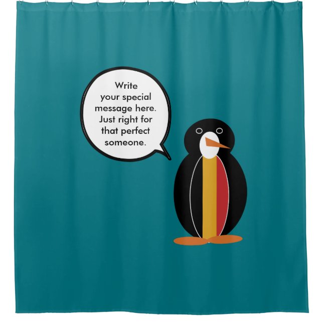 Belgium Talking Ms Penguin Personalised  Shower Curtain (Front)