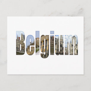 Belgium tourist attractions in letters postcard