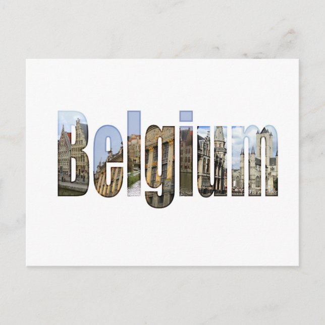 Belgium tourist attractions in letters postcard (Front)