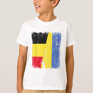 Belgium Ukraine Half Flag Belgian Ukrainian Herita T-Shirt
