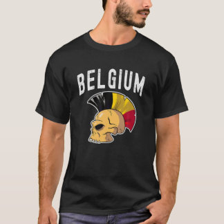 Belgium Ultras Mohawk Skull. National Team Support T-Shirt