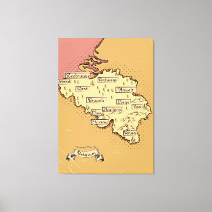 Belgium Vintage travel map Canvas Print