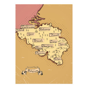 Belgium Vintage travel map Photo Print