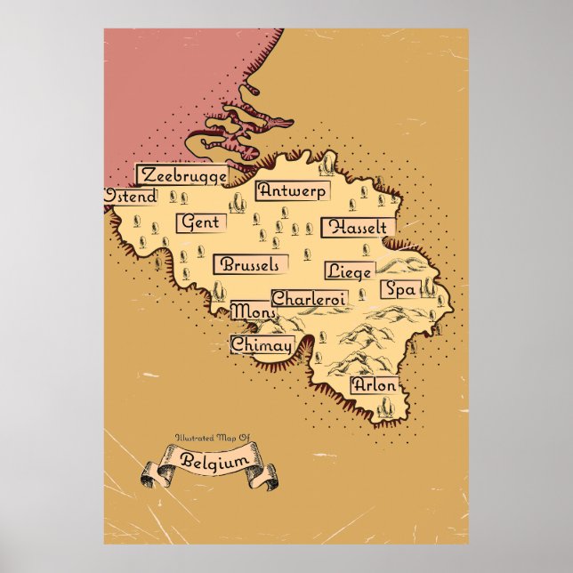 Belgium Vintage travel map Poster (Front)