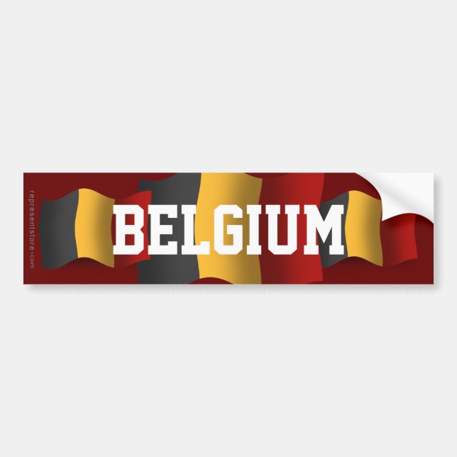 Belgium Waving Flag Bumper Sticker (Front)