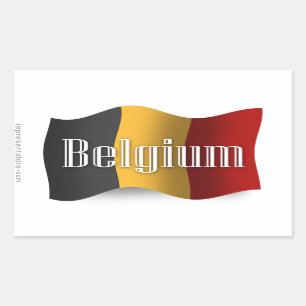 Belgium Waving Flag Rectangular Sticker