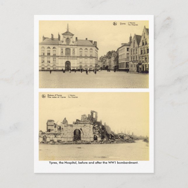 Belgium, Ypres - WW1 Bombardment Postcard (Front)