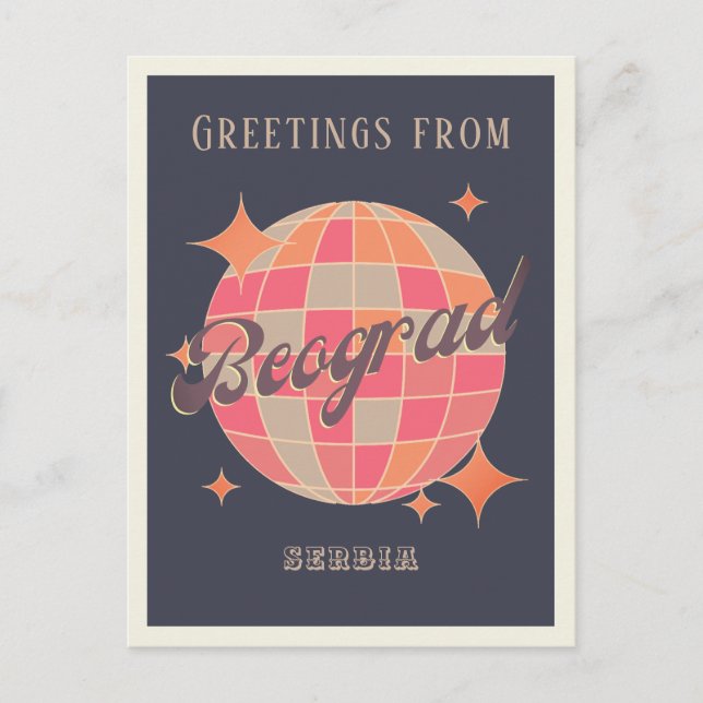 Belgrade Beograd Serbia travel retro greetings Postcard (Front)