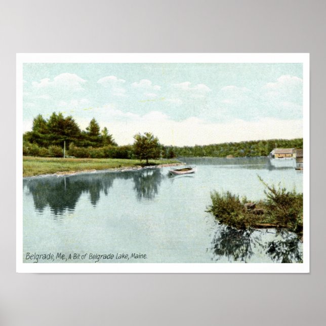 Belgrade Lake, Maine 1910 Vintage Poster (Front)