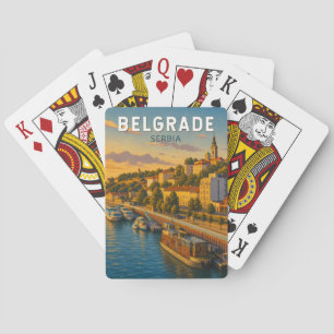 Belgrade Serbia Illustration Travel Art Vintage Playing Cards