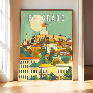 Belgrade Serbia Poster Art Print, City Retro Vinta