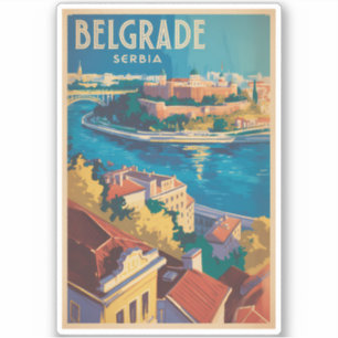 Belgrade Serbia River Illustration Travel Art