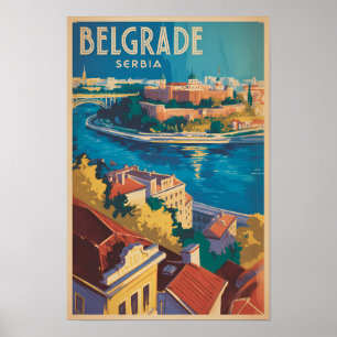 Belgrade Serbia River Illustration Travel Art Poster