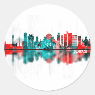 Belgrade Serbia Skyline Classic Round Sticker