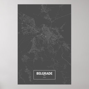 Belgrade, Serbia (white on black) Poster