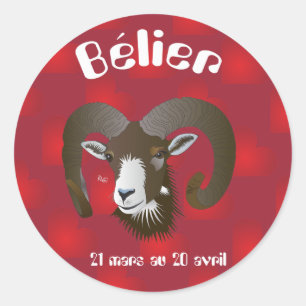 Bélier 21 mars au 20 avril Autocollants Classic Round Sticker